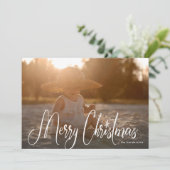 ホワイト手書きメリークリスマスフォトカード シーズンカード (スタンド正面)