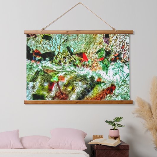 ホワイト抽象芸術木材トッピング壁タペストリー、エコ落ち着き 吊り下げ型タペストリー (寝室)