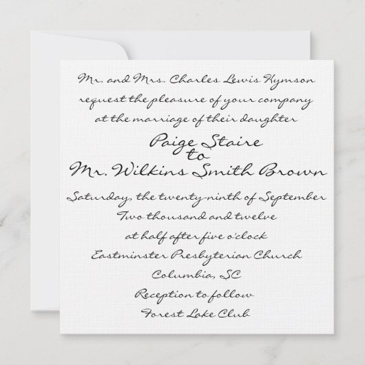 ホワイト招待状 招待状 (正面)