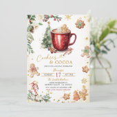 ホワイト振りかけるクッキーココアクリスマスハウスパーティー 招待状 (スタンド正面)