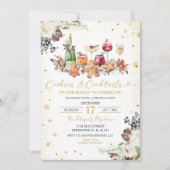 ホワイト振りかけるクッキー&カクテルクリスマスパーティー 招待状 (正面)