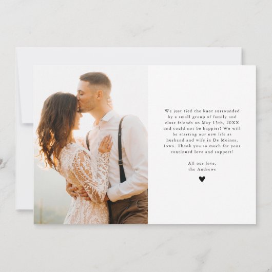 ホワイト数々のニュー結婚ズ写真 案内状 (裏面)