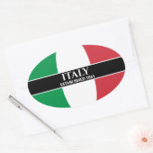 ホワイト文字イタリア1861年国旗 楕円形シール (封筒)