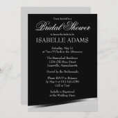 ホワイト文字オンブラックブライダルシャワー招待 招待状 (正面/裏面)