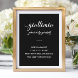 ホワイト文字オンブラックメンズバスルーム結婚バスケット ポスター