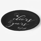 ホワイト文字オン黒モダン応援18年 ペーパープレート (アングル)