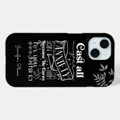 ホワイト文字タイポグラフィ、1ペーター5:7聖なる書物、 経典 Case-Mate iPhoneケース (裏面 (横))