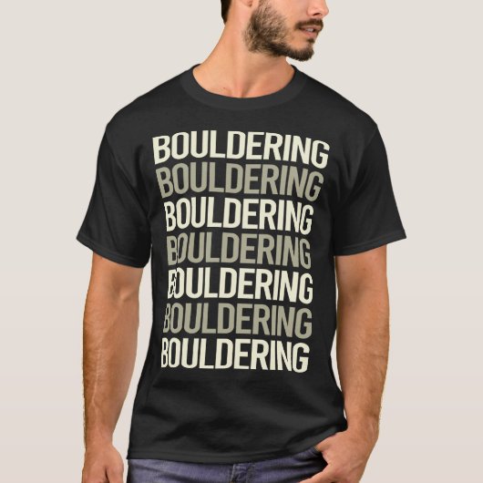ホワイト文字ボルダリングロック登山 Tシャツ (正面)