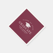 ホワイト文字マルーン卒業 スタンダードカクテルナプキン (角)