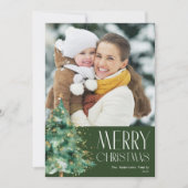 ホワイト文字メリークリスマスホリデーカード シーズンカード (正面)