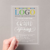 ホワイト文字ワイドロゴビジネスグランドオープン アクリル招待状 (インサイチュ (ポータブル))