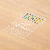 ホワイト文字ワイドロゴビジネスグランドオープン アクリル招待状 (レイダウン)