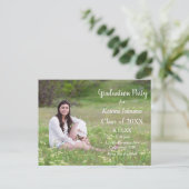 ホワイト文字卒業パーティー招待状 ポストカード (スタンド正面)