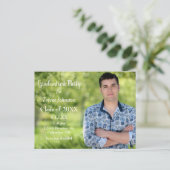 ホワイト文字卒業パーティー招待状 ポストカード (スタンド正面)