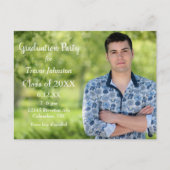 ホワイト文字卒業パーティー招待状 ポストカード (正面)