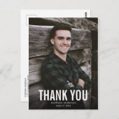 ホワイト文字男性ありがとう卒業はがき ポストカード (正面/裏面)