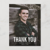 ホワイト文字男性ありがとう卒業はがき ポストカード (正面)