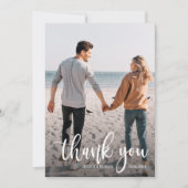 ホワイト文字結婚オーバーレイの写真 サンキューカード (正面)
