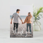 ホワイト文字結婚オーバーレイの写真 サンキューカード (スタンド正面)