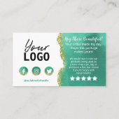 ホワイト文字金ゴールドティール（緑がかった色）エーゲート購入ありがとう 名刺 (裏面)