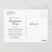 ホワイト文字金ゴールドフレームの卒業発表 ポストカード (裏面)