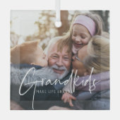 ホワイト文字 |グランドキッズMake Life Grand Photo ガラスオーナメント (正面)