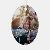 ホワイト文字 |孫が人生を大きなフォトオルナムに メタルオーナメント (正面右)