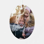 ホワイト文字 |孫が人生を大きなフォトオルナムに メタルオーナメント (正面左)