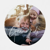 ホワイト文字 |孫が人生を大きなフォトオルナムに メタルオーナメント (正面)