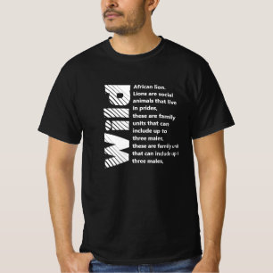 ホワイト文字lワイルドアフリカライオンプリントバックサイド tシャツ