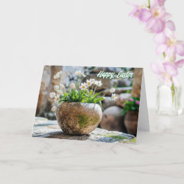 ホワイト春の花イースターカード カード