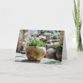 ホワイト春の花イースターカード カード (正面)