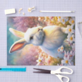 ホワイト春ウォーターカラーバニーデクページ紙 薄葉紙 (クラフト)