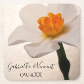 ホワイト春ダフ結婚ディル スクエアペーパーコースター (正面)