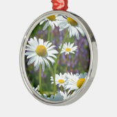 ホワイト春デイジーの開花 メタルオーナメント (左)