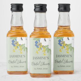 ホワイト春フローラブーケブライダルシャワー リキュールボトルラベル