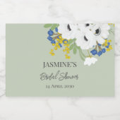 ホワイト春フローラブーケブライダルシャワー リキュールボトルラベル (シングルラベル)