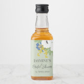 ホワイト春フローラブーケブライダルシャワー リキュールボトルラベル (正面)