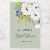 ホワイト春フローラブーケブライダルシャワー ワインラベル (シングルラベル)