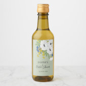 ホワイト春フローラブーケブライダルシャワー ワインラベル (正面)