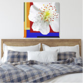 ホワイト春ブロッサムファインアート幾何カラフル的 キャンバスプリント (インサイチュ (寝室))