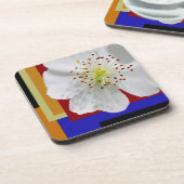 ホワイト春ブロッサムファインアート幾何カラフル的 コースター (左側)