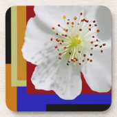 ホワイト春ブロッサムファインアート幾何カラフル的 コースター (正面)