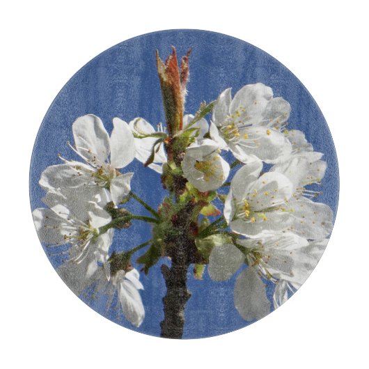 ホワイト春開花 カッティングボード (正面)