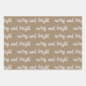 ホワイト書道カスタムクリスマスことわざクラフト ラッピングペーパーシート (正面2)