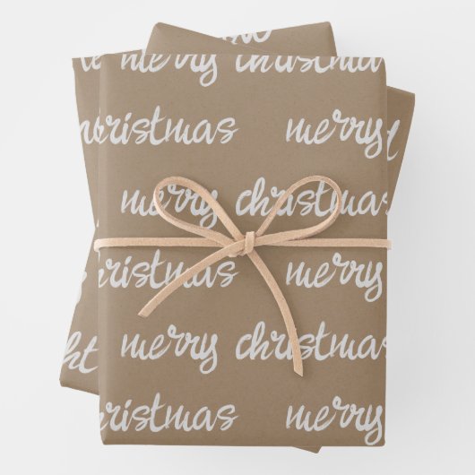ホワイト書道カスタムクリスマスことわざクラフト ラッピングペーパーシート (インサイチュ)
