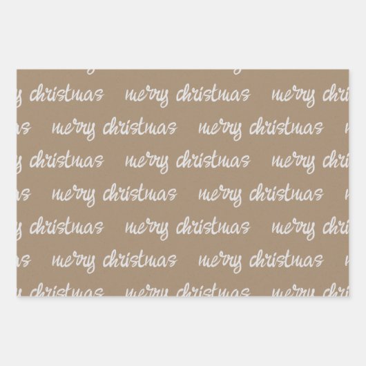 ホワイト書道カスタムクリスマスことわざクラフト ラッピングペーパーシート (正面)