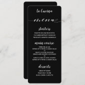 ホワイト書道クラシックブラックディナーメニュー メニュー (正面/裏面)