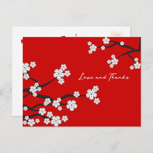 ホワイト桜さくらんぼ花咲きアジアシック ポストカード (正面/裏面)