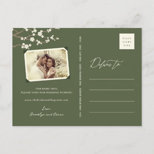 ホワイト桜さくらんぼ花咲きアジア日曜保存日 案内ポストカード (裏面)